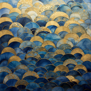 Seigaiha Blue and Gold