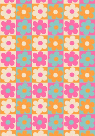 Flores e Quadrados Retrô