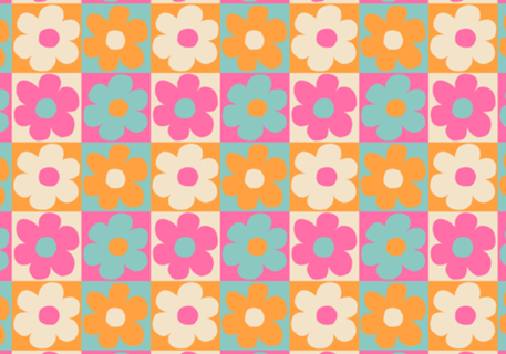 Flores e Quadrados Retrô
