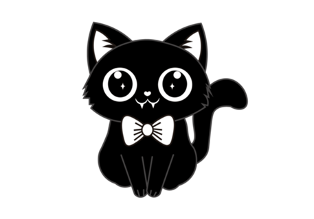 Gato gatinho preto, fofinho estampa