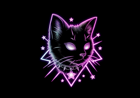 Gato preto neon gótico arte alternativa