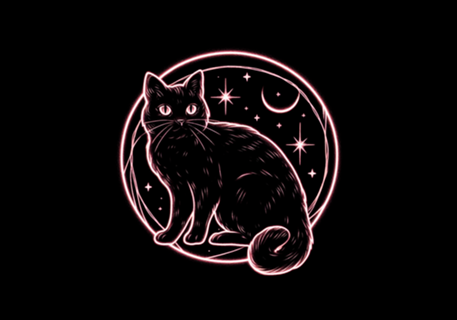 Gato vermelho neon, arte urbana gótica