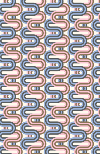 Listrado fluído geométrico - rosa e azul