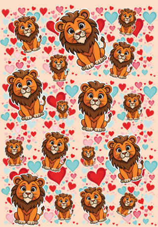 Lion cute heart