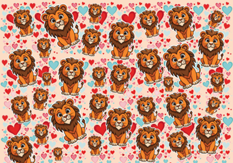 Lion cute heart