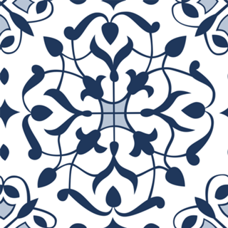 Azulejo Português - Arabesco Branco e Azul Árabe