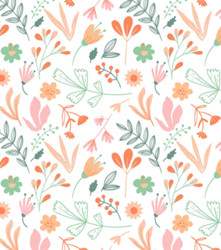 Estampa floral em tons de pêssego