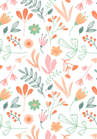 Estampa floral em tons de pêssego