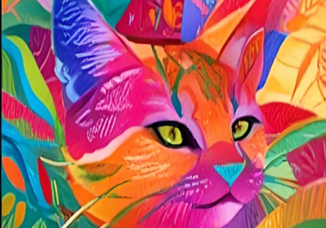 Gato em cores e arte
