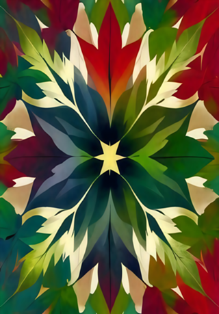 Arte abstrata de folhagem com tons vibrantes
