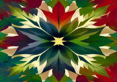 Arte abstrata de folhagem com tons vibrantes