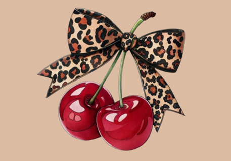 Laço animal Print e cereja