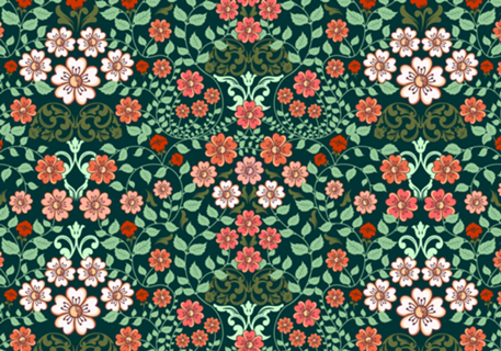 Design floral com flores, galhos e folhagens.