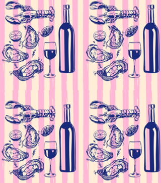 Frutos do Mar e Vinho – Listras Retrô Rosa