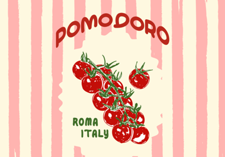 Tomates Pomodoro Listras Retrô Rosa