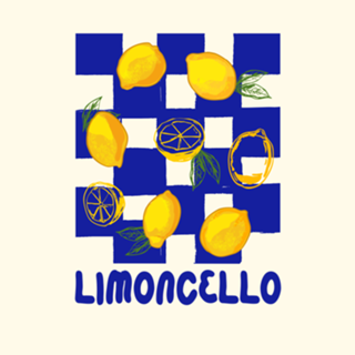 Limão Limoncello Retrô Xadrez Azul