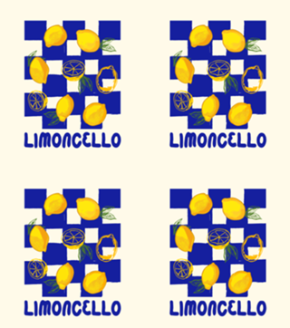 Limão Limoncello Retrô Xadrez Azul