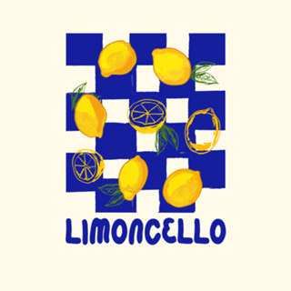 Limão Limoncello Retrô Xadrez Azul