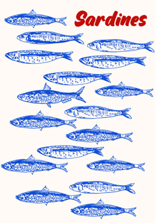 Padrão Minimalista de Sardinhas Azuis