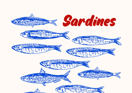 Padrão Minimalista de Sardinhas Azuis