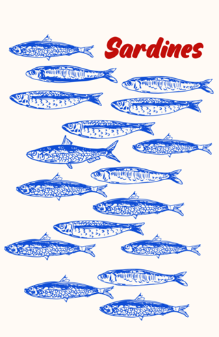 Padrão Minimalista de Sardinhas Azuis