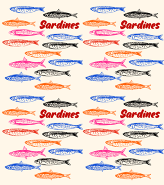 Padrão Retrô Colorido de Sardinhas