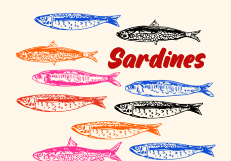Padrão Retrô Colorido de Sardinhas