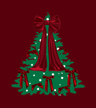 Árvore de Natal Elegante com Laço Vermelho