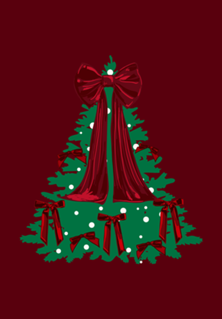 Árvore de Natal Elegante com Laço Vermelho