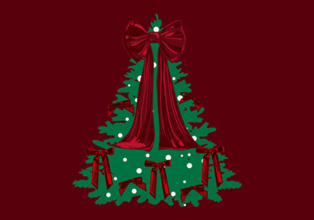 Árvore de Natal Elegante com Laço Vermelho