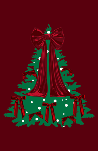 Árvore de Natal Elegante com Laço Vermelho