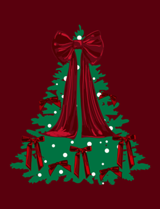 Árvore de Natal Elegante com Laço Vermelho