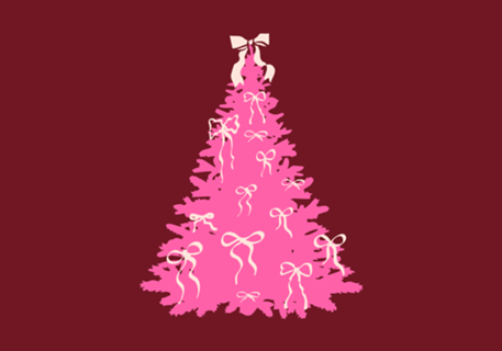 Árvore de Natal Rosa Coquette com Laços