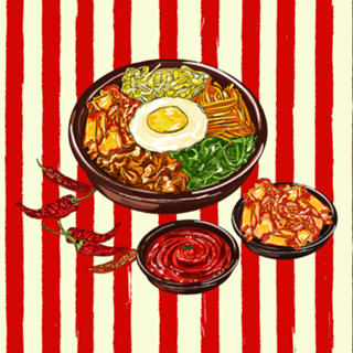Bibimbap Coreano com Kimchi e Gochujang