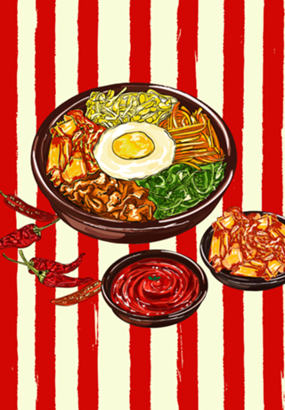Bibimbap Coreano com Kimchi e Gochujang