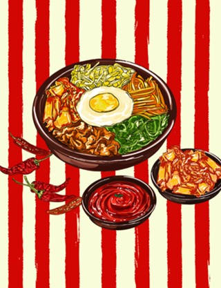 Bibimbap Coreano com Kimchi e Gochujang