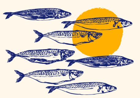 Arte Minimalista de Cavala Vintage ao Pôr do Sol