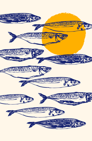 Arte Minimalista de Cavala Vintage ao Pôr do Sol