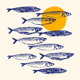 Arte Minimalista de Cavala Vintage ao Pôr do Sol