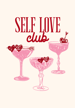 Self Love Club Ilustração de Coquetel Coração