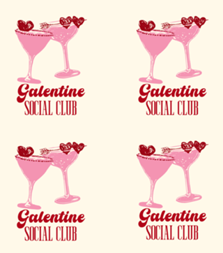 Galentine Social Club Brinde de Coquetel Rosa