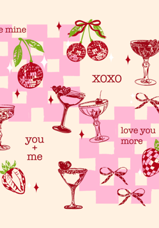 Ilustração Coquette Cherry Disco Valentine