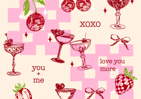 Ilustração Coquette Cherry Disco Valentine