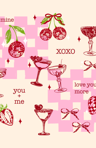 Ilustração Coquette Cherry Disco Valentine