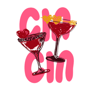Ilustração de Coquetel Coração Cin Cin