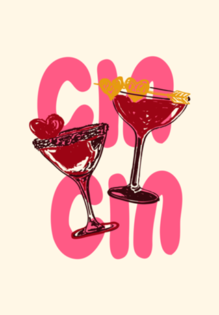 Ilustração de Coquetel Coração Cin Cin