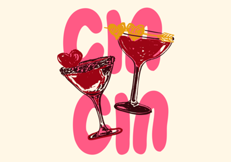 Ilustração de Coquetel Coração Cin Cin