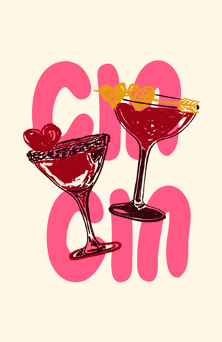 Ilustração de Coquetel Coração Cin Cin