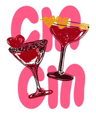 Ilustração de Coquetel Coração Cin Cin