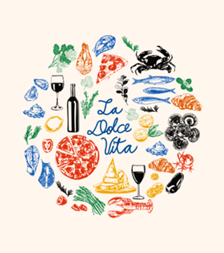 La Dolce Vita Mediterranean Food Doodles